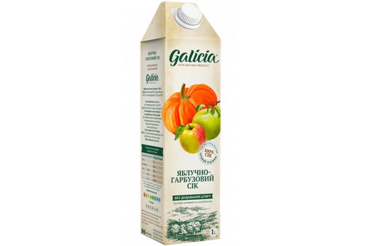 Сок яблочно-тыквенный с мякотью Galicia, 1 литр